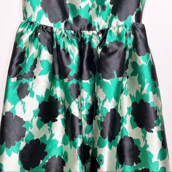 Rachel Antonoff Dress Green Black Floral Eliora Low Back Fit & Flare Size 12 - Picture 4 of 16